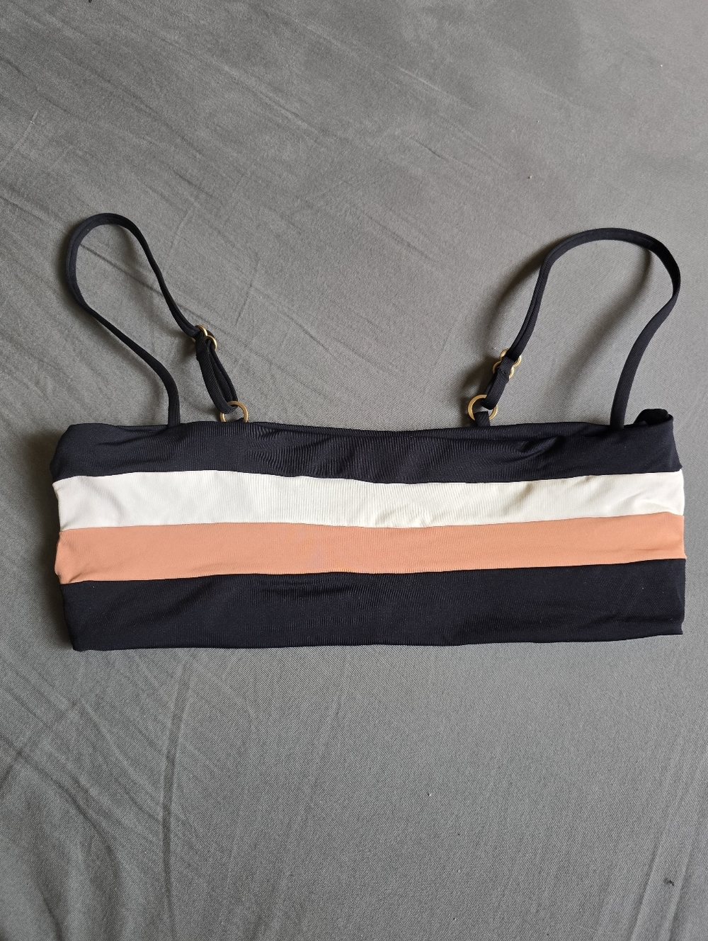 Chic XS Black, White, & Peach Striped Bandeau Top